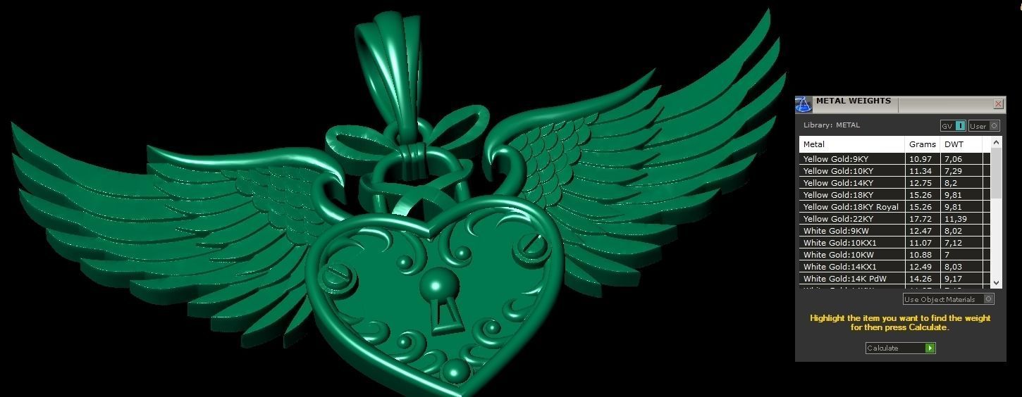Heart with wings and key  3D print model_31