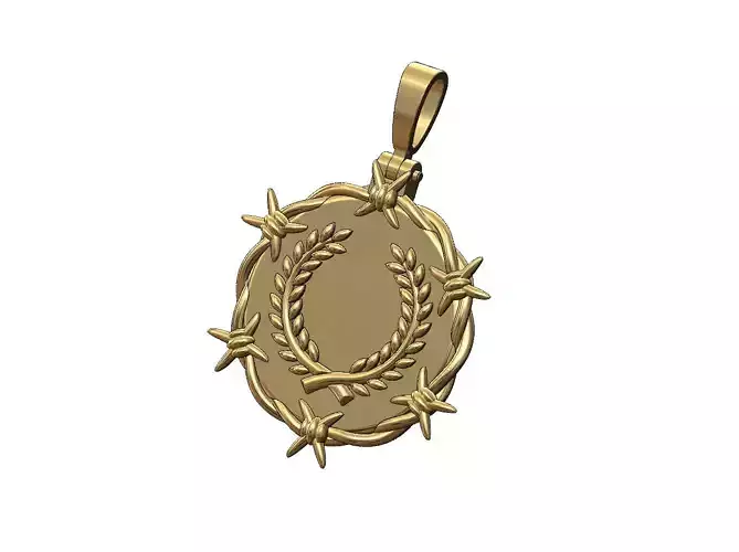 Bay leaves branches crown barbwire thornes pendant 3D print model