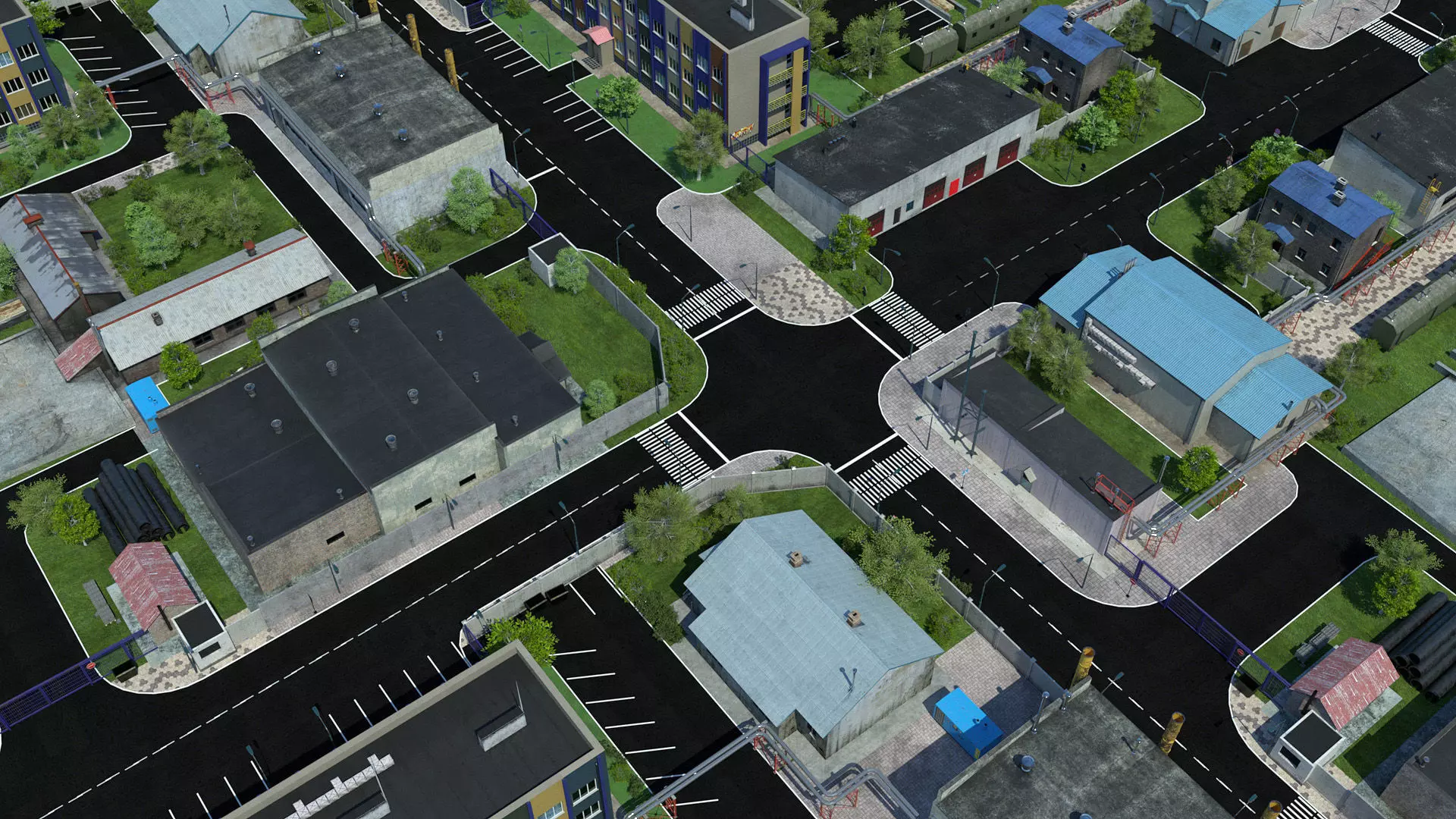 Industrial Zone Low-poly 3D model_0