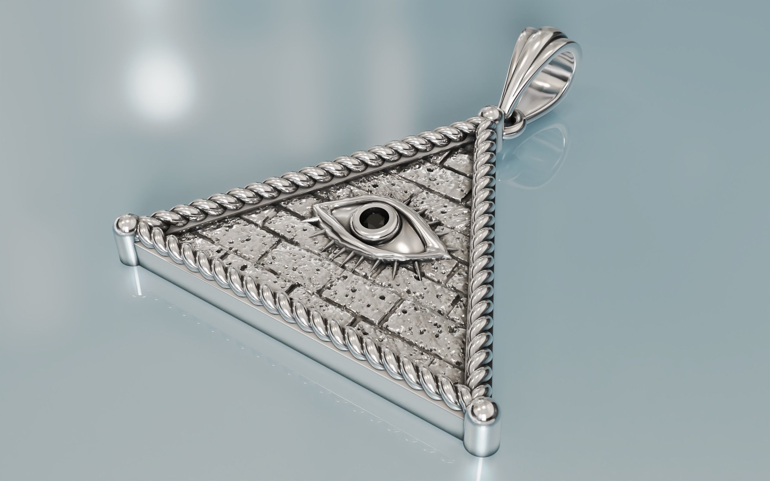Pyramid Pendant with Eyes pendant 3D print model_1