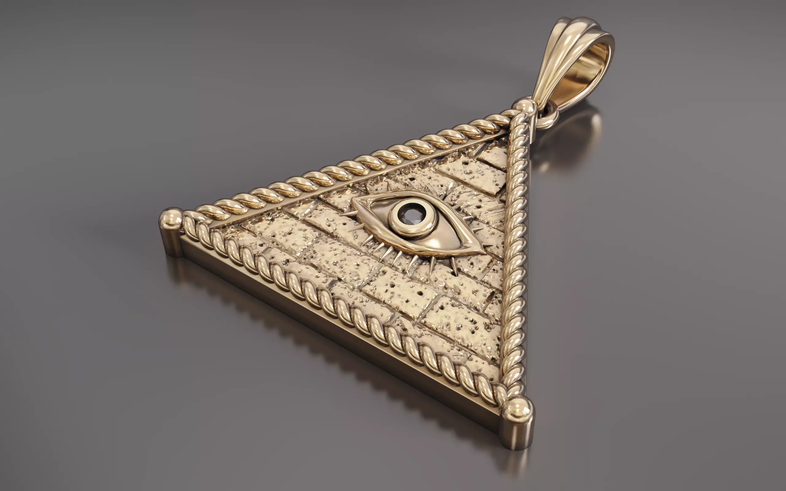 Pyramid Pendant with Eyes pendant 3D print model_0