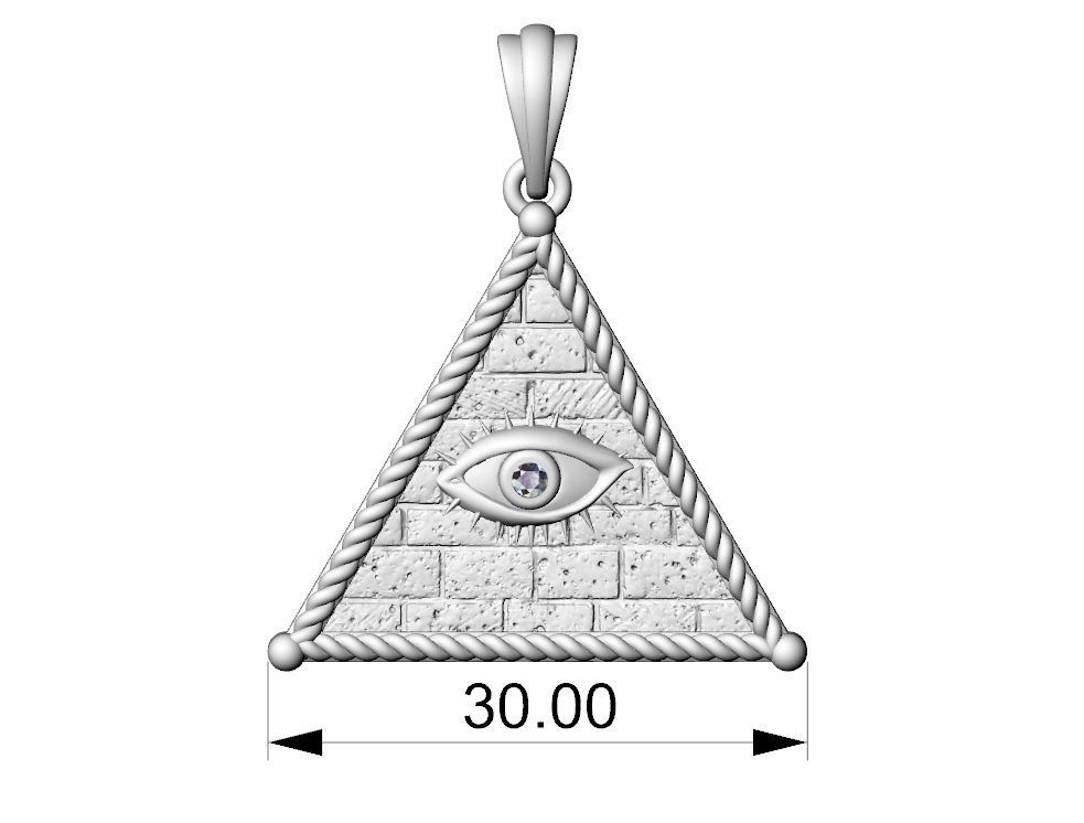 Pyramid Pendant with Eyes pendant 3D print model_3