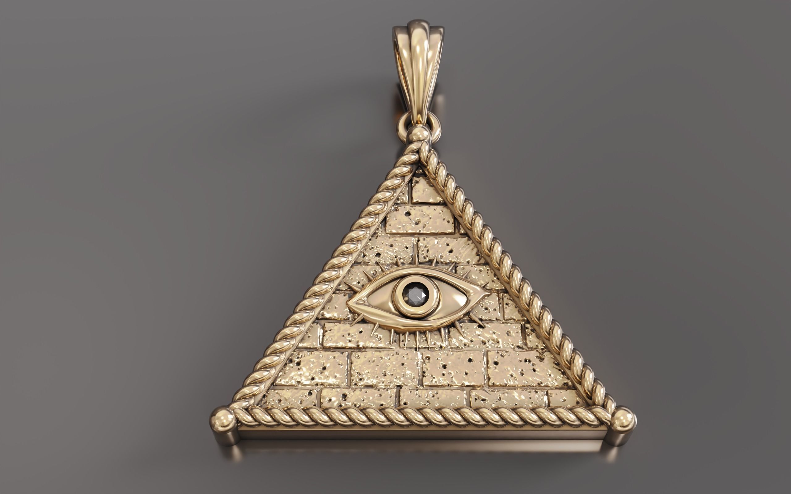 Pyramid Pendant with Eyes pendant 3D print model_2