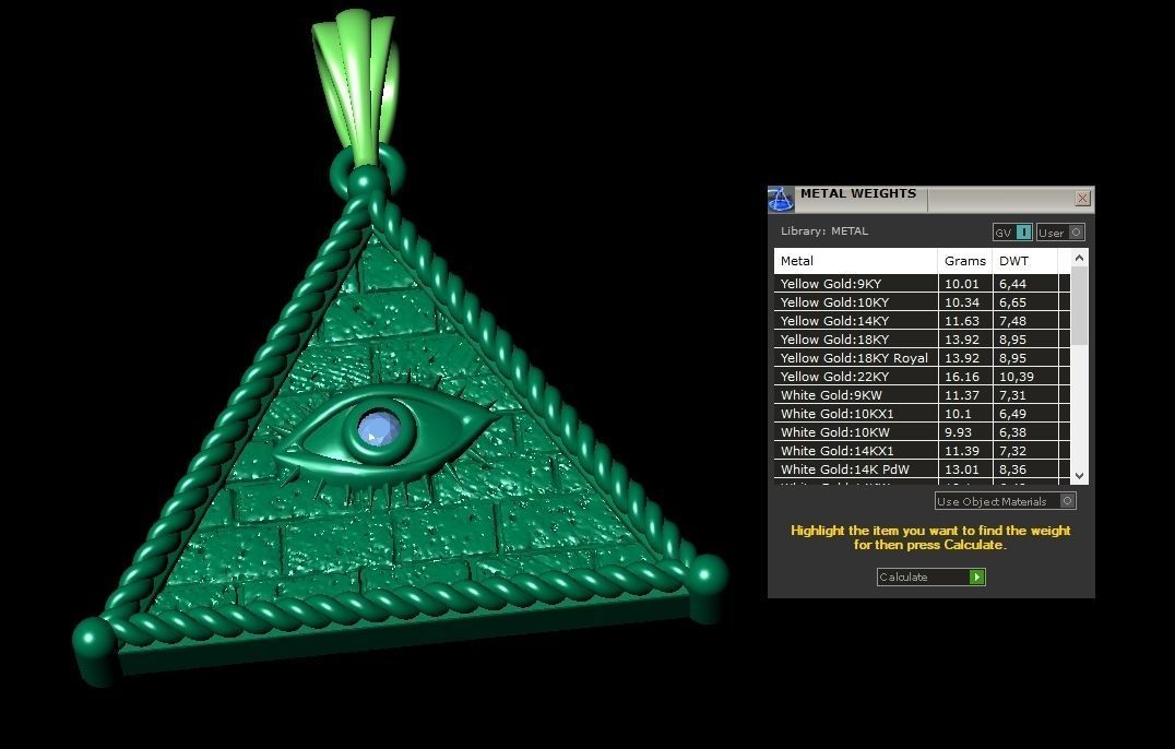 Pyramid Pendant with Eyes pendant 3D print model_5