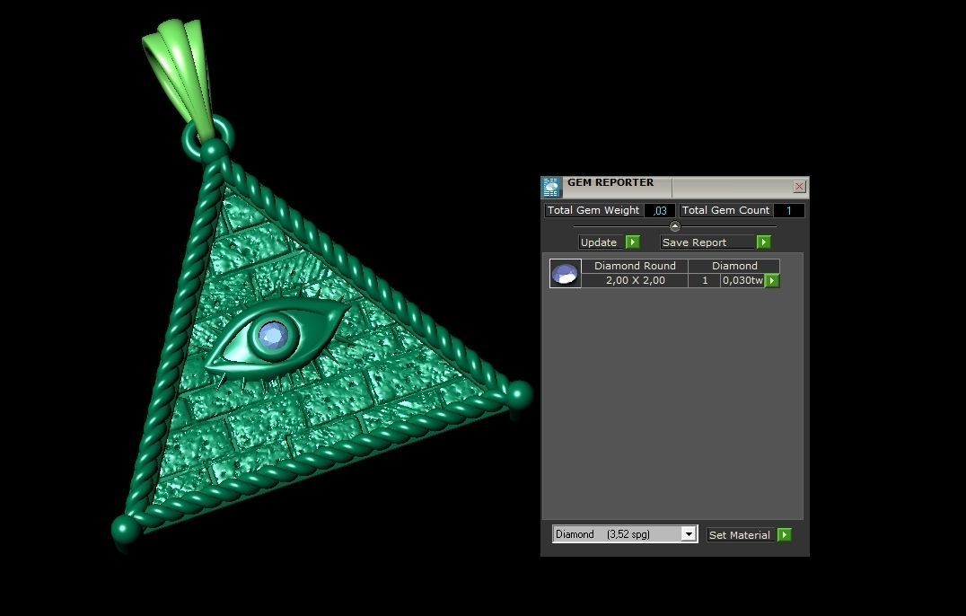 Pyramid Pendant with Eyes pendant 3D print model_19
