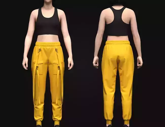 Womens Top And Cargo Pant 3d Model