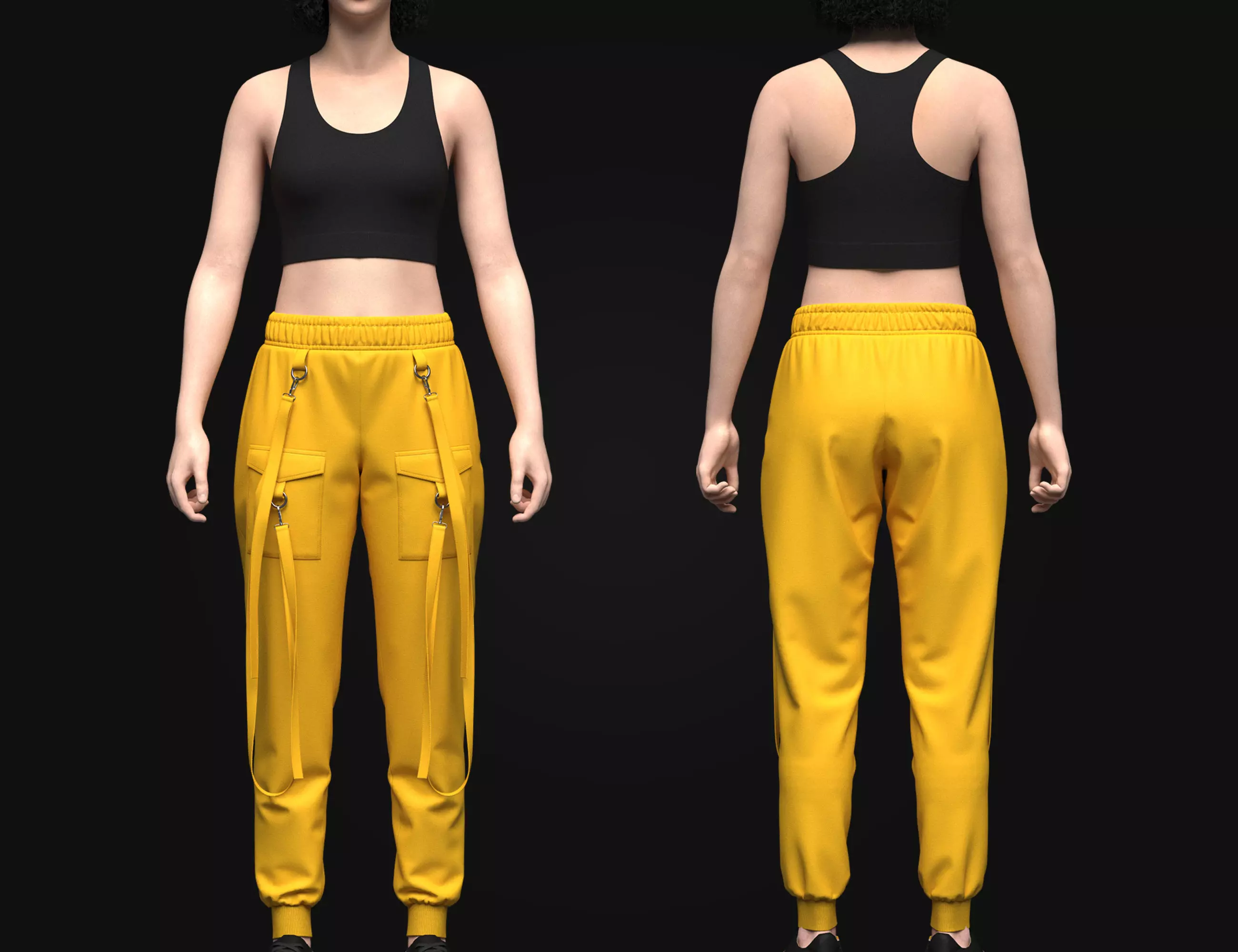 Womens Top And Cargo Pant 3d Model 3D model_0