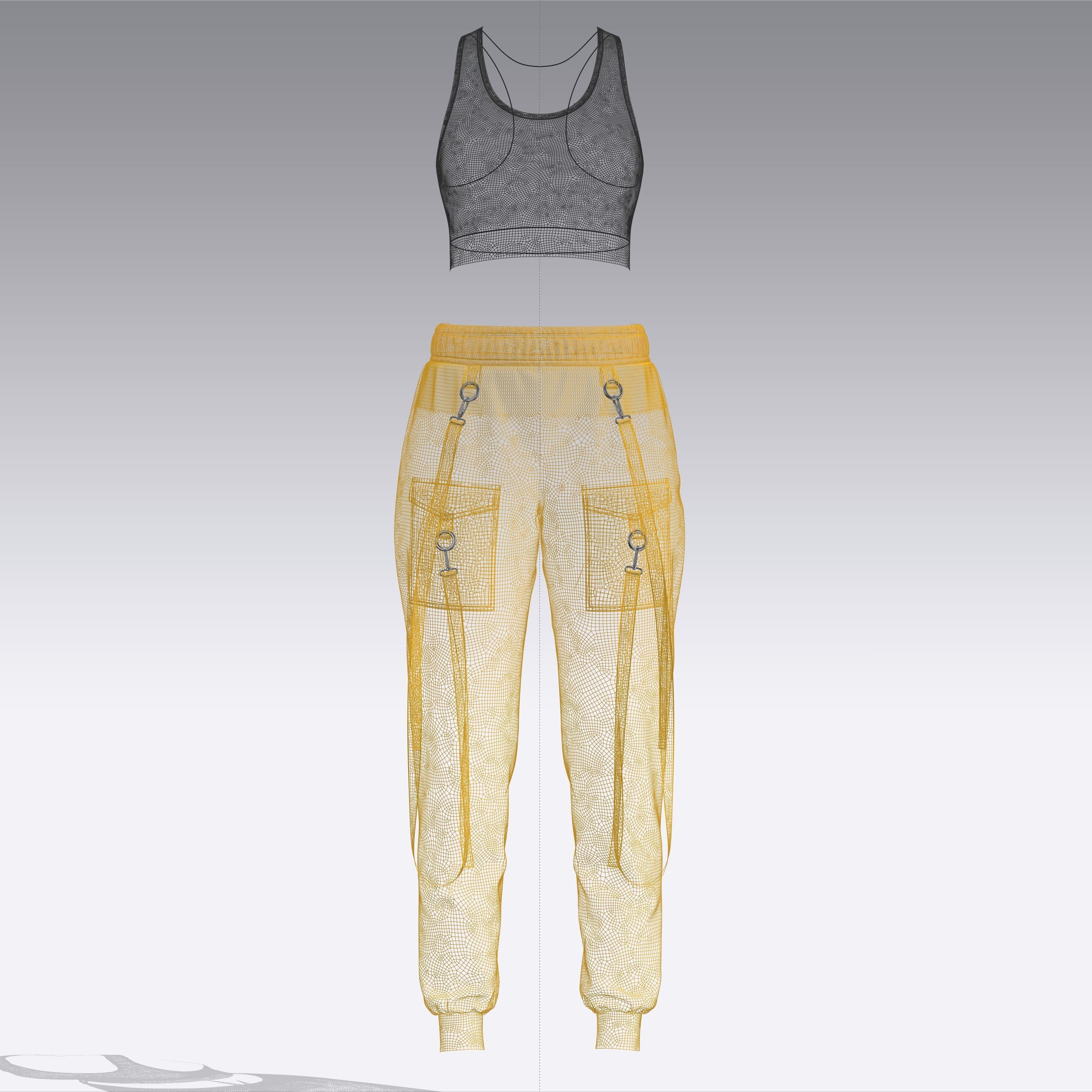 Womens Top And Cargo Pant 3d Model 3D model_3
