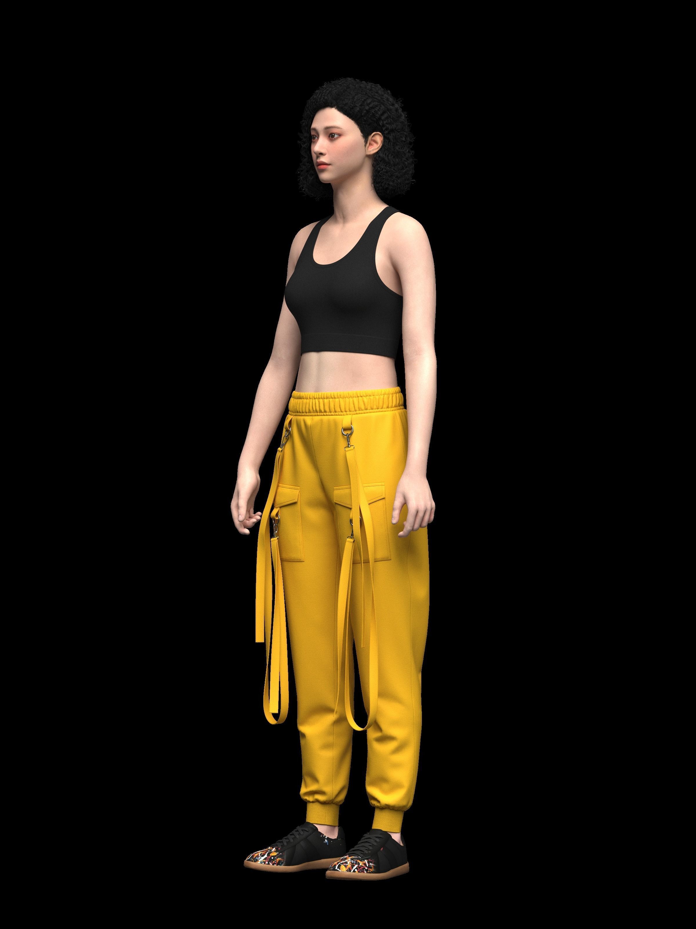 Womens Top And Cargo Pant 3d Model 3D model_5