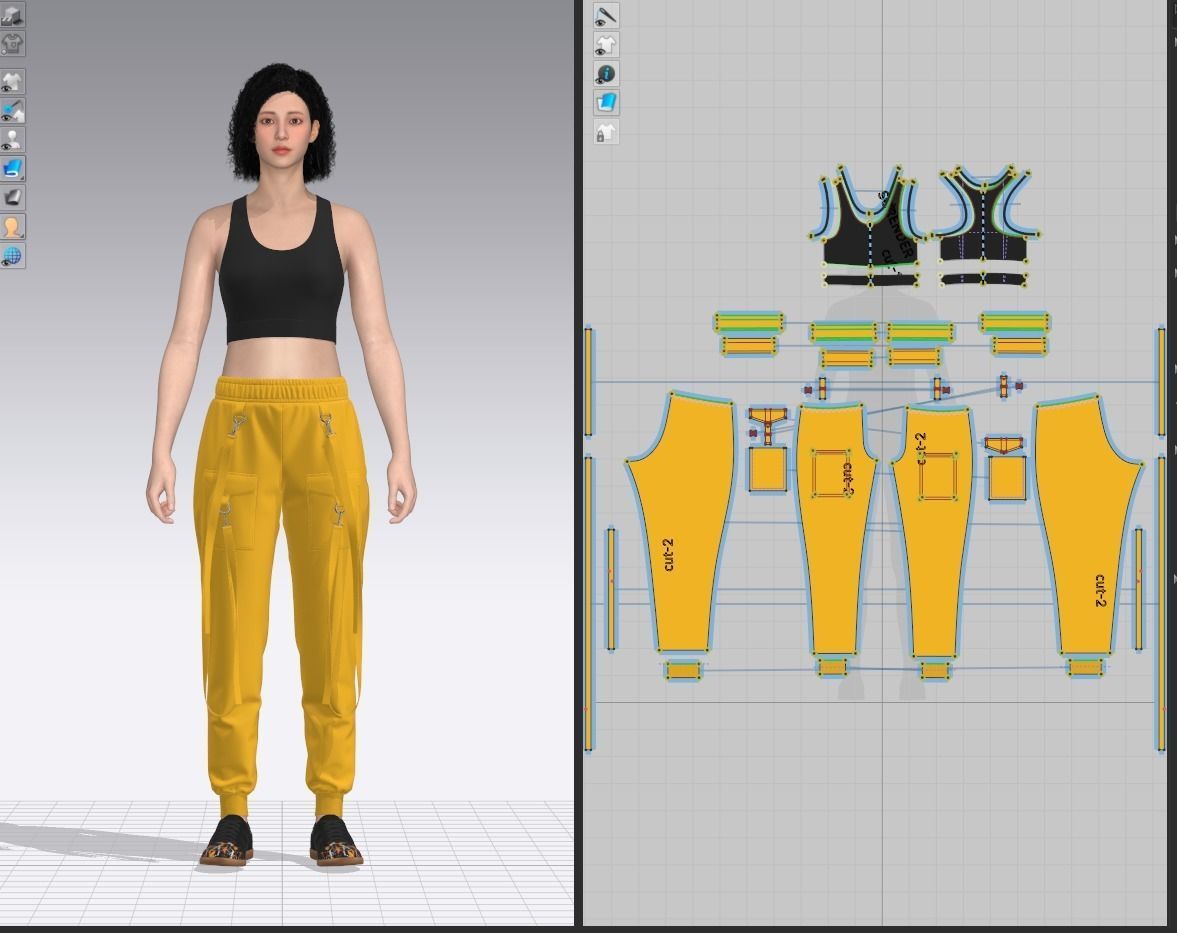 Womens Top And Cargo Pant 3d Model 3D model_1