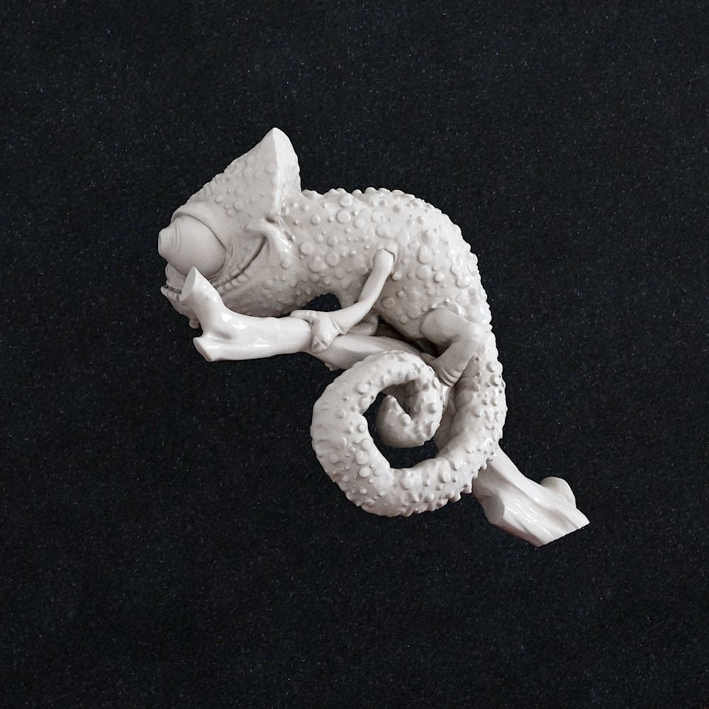 Chameleon wall decor 3D print model_3