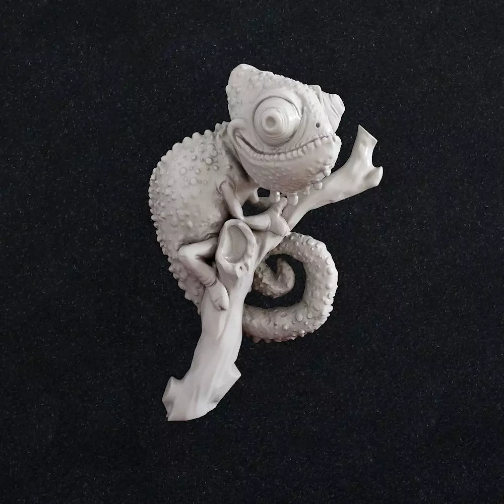 Chameleon wall decor 3D print model_0