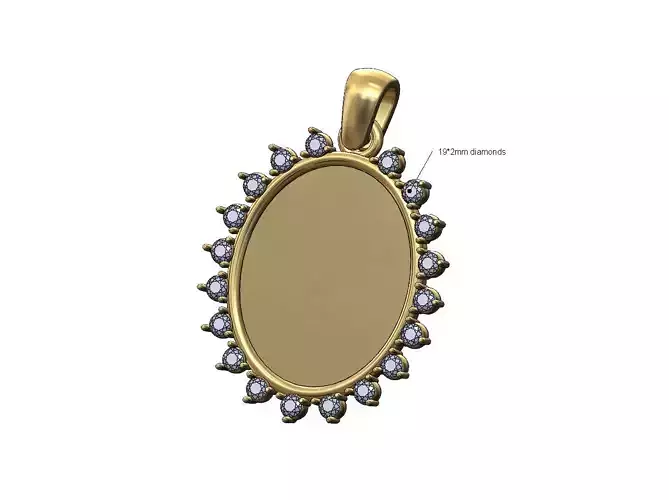 Oval diamond blank pendant charm