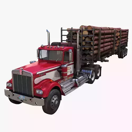 Kenworth W900A log truck Low-poly 3D model