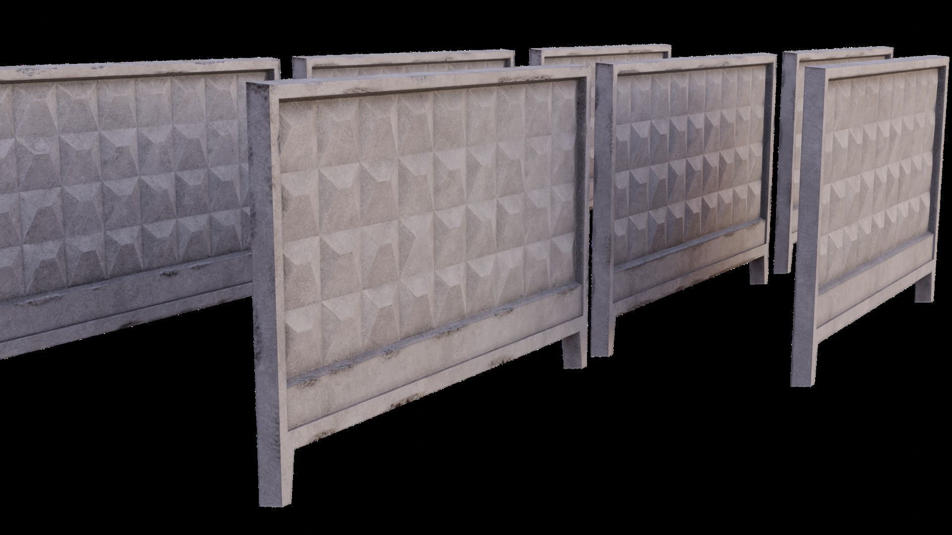 Modular soviet concrete fences Free low-poly 3D model_1