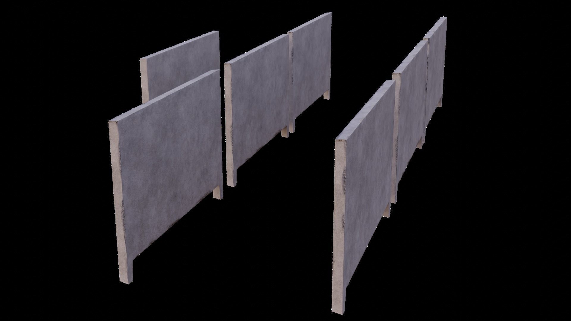 Modular soviet concrete fences Free low-poly 3D model_2