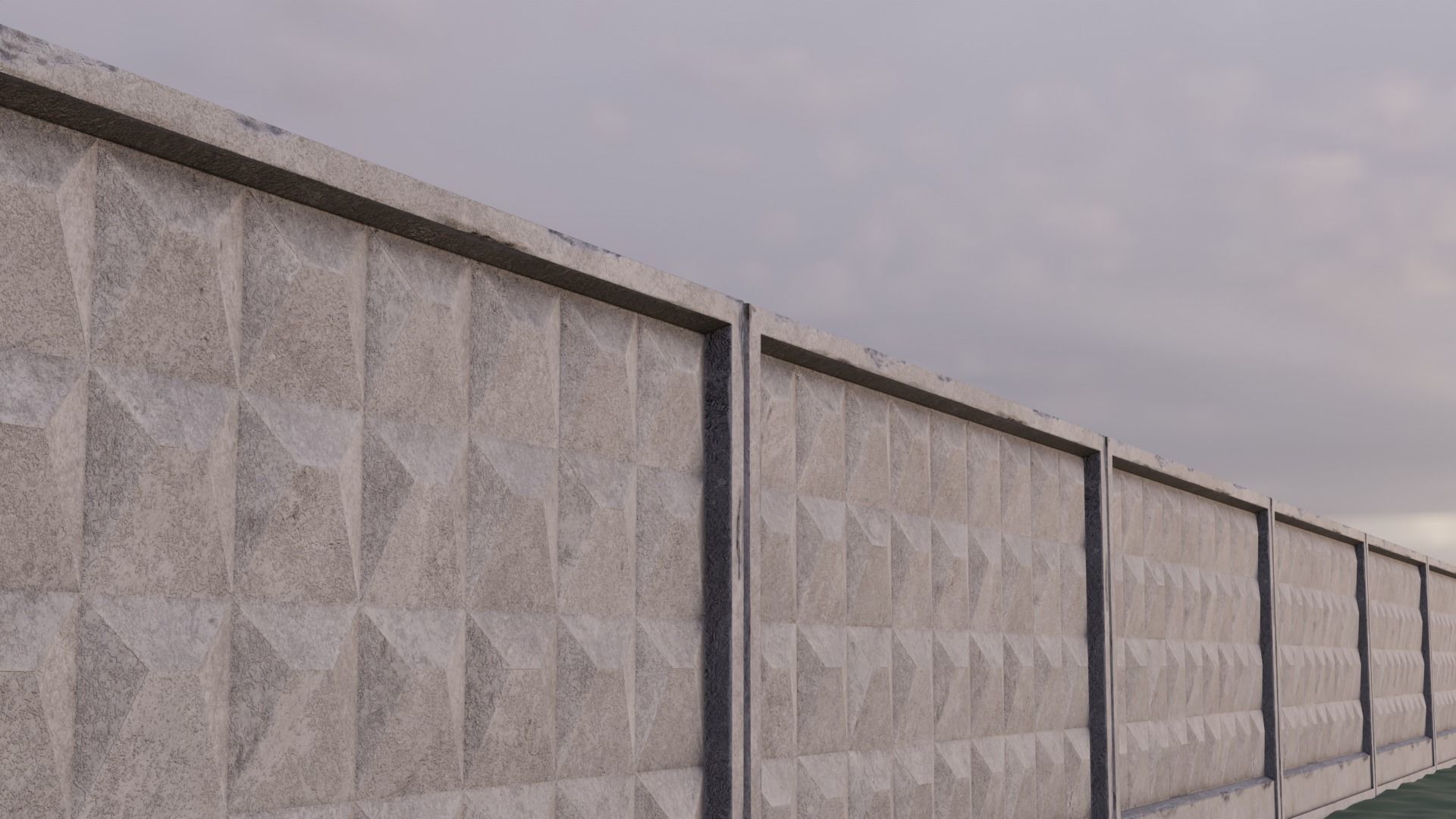Modular soviet concrete fences Free low-poly 3D model_3