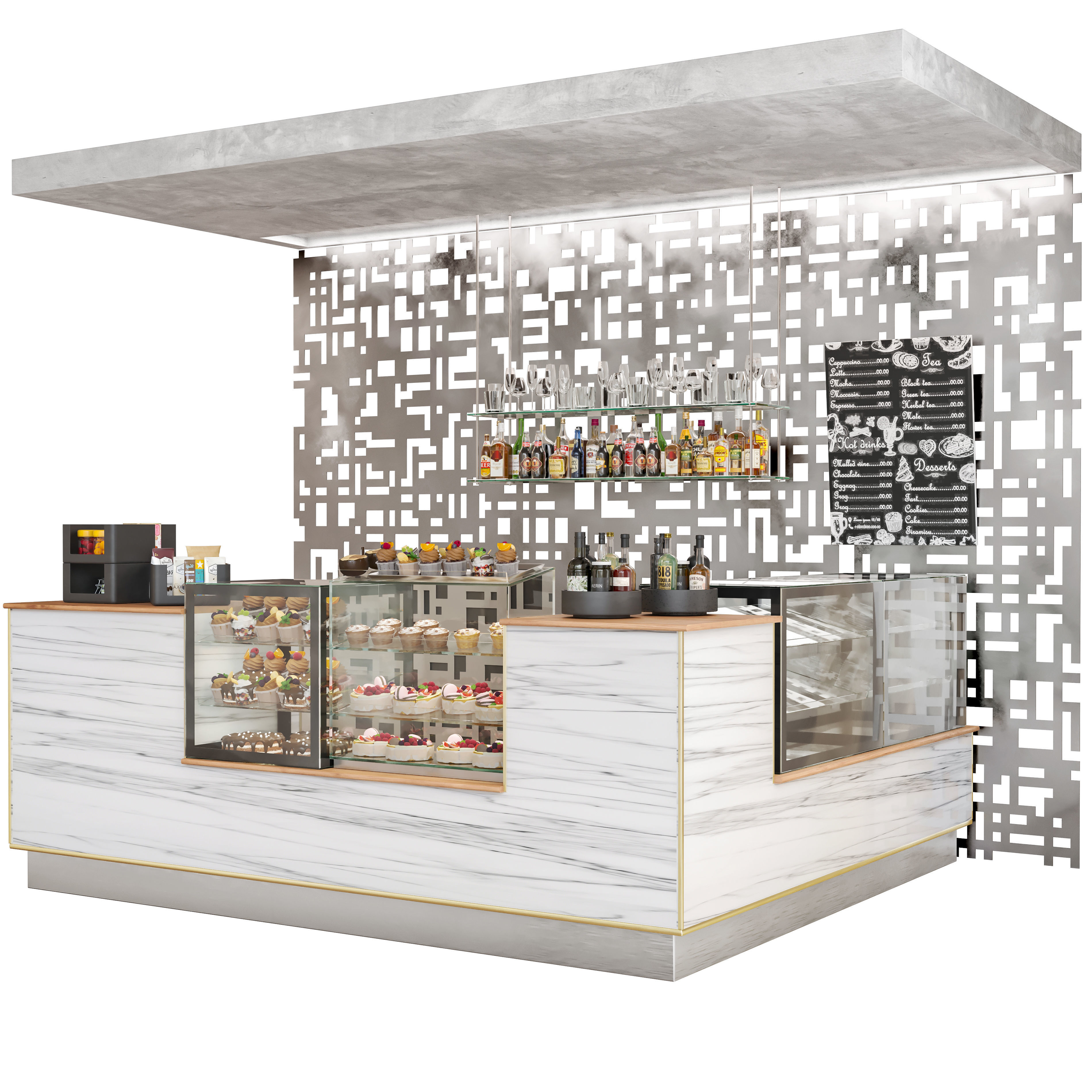 Coffee point - bar with desserts 3D model_1