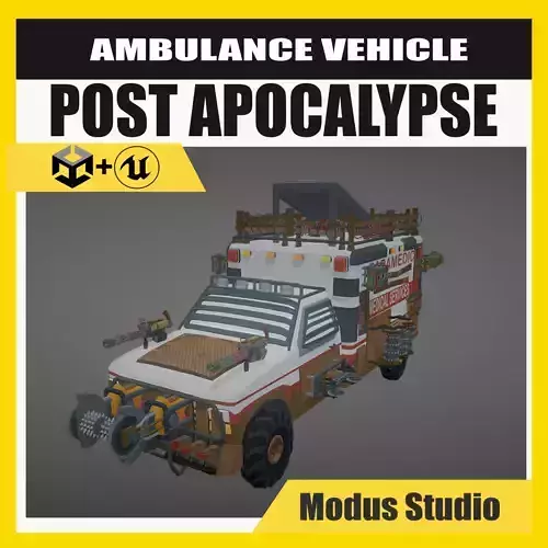  Low Poly Post Apocalypse Ambulance