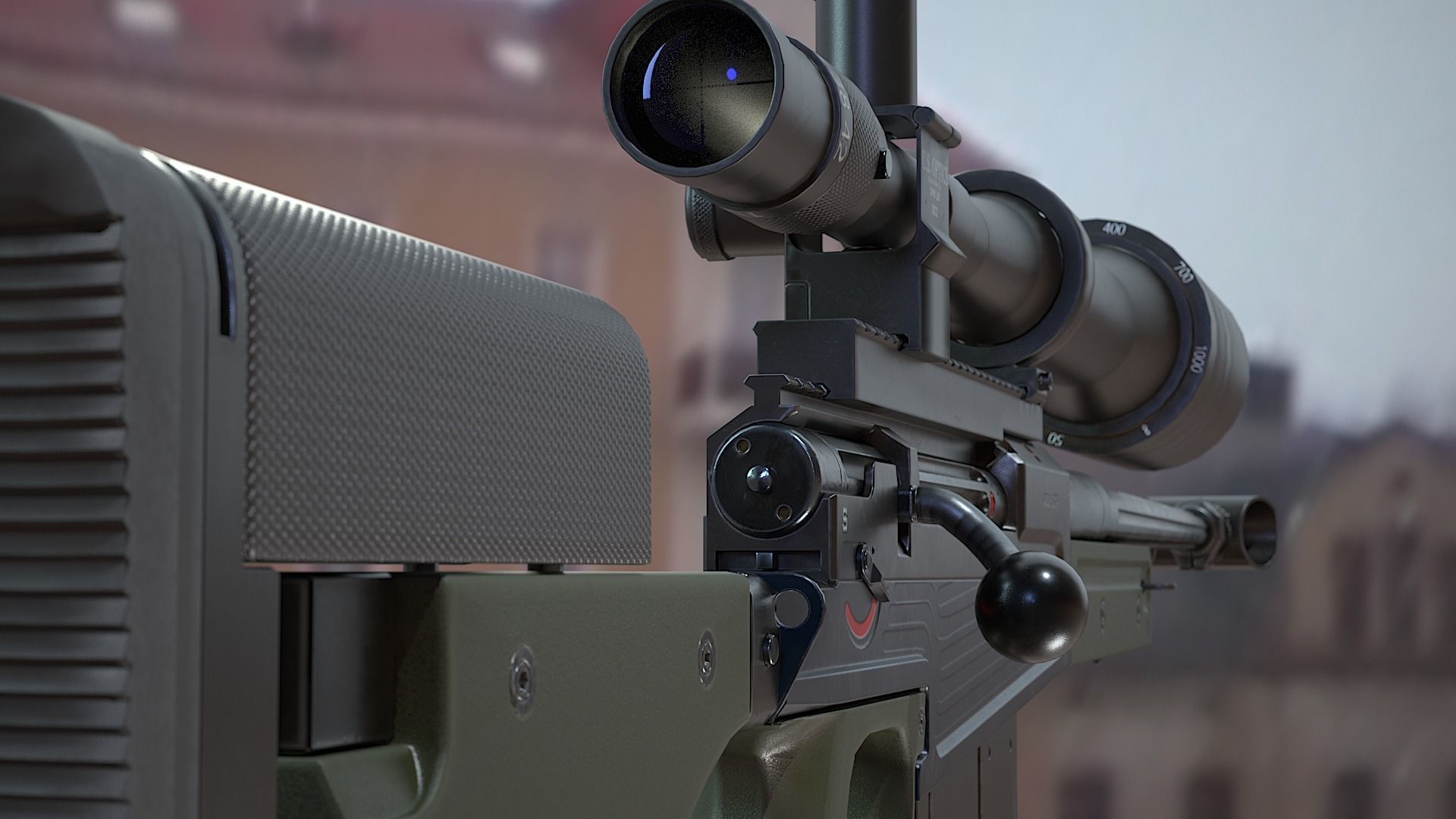 Accuracy International AW50-50 BMG Rifle - Low poly model Low-poly 3D model_7