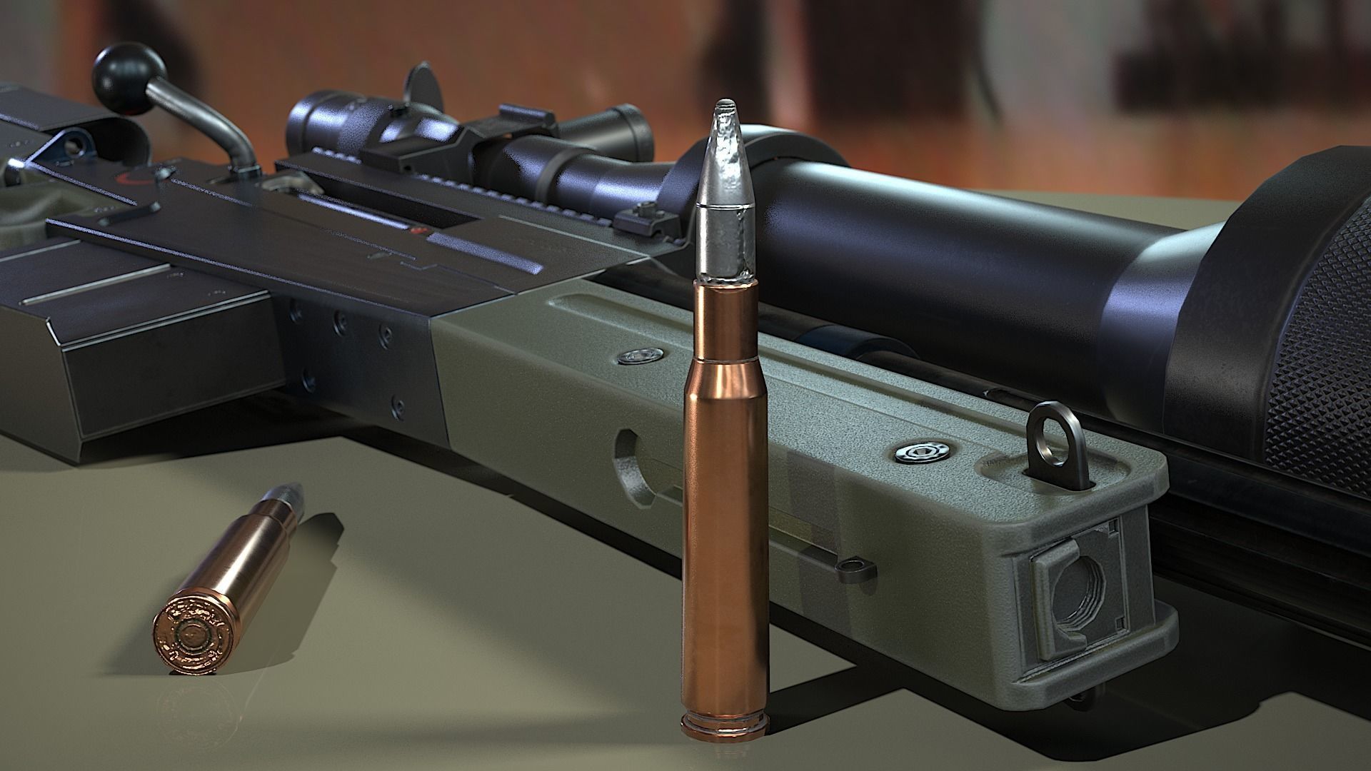 Accuracy International AW50-50 BMG Rifle - Low poly model Low-poly 3D model_4