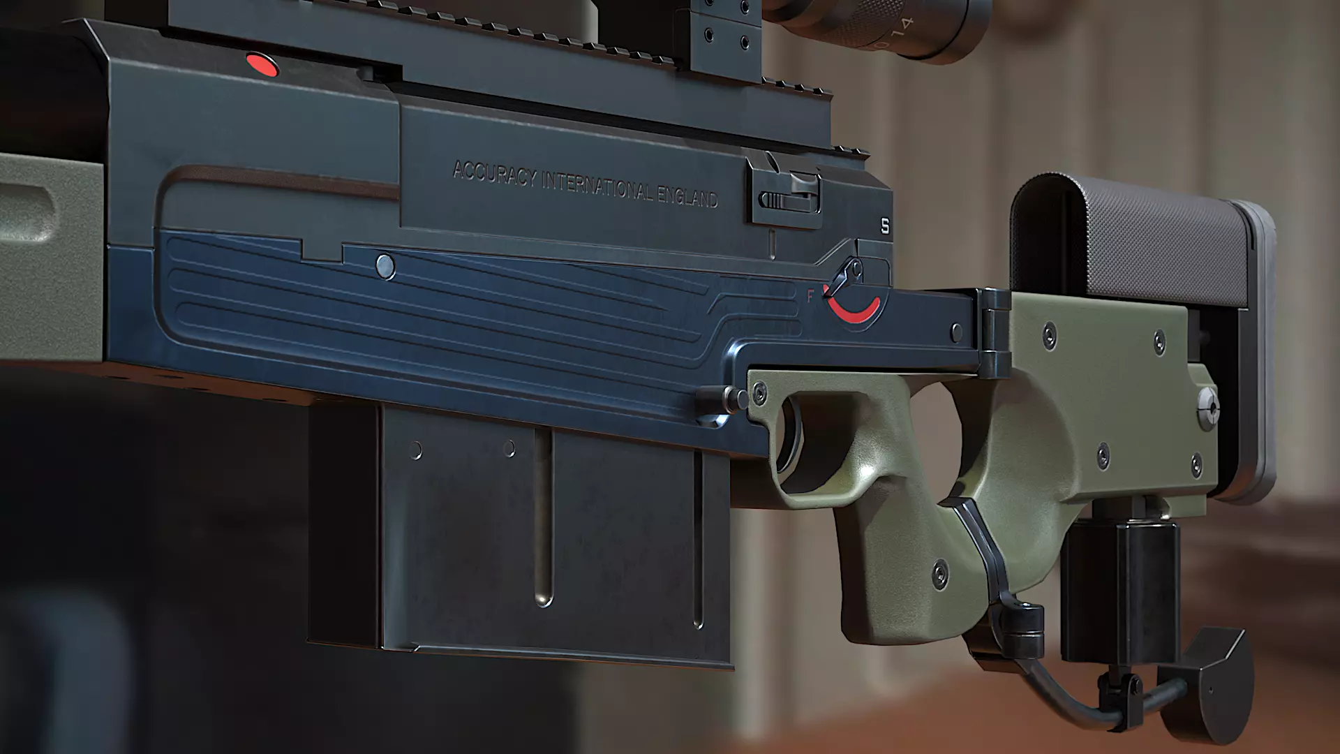 Accuracy International AW50-50 BMG Rifle - Low poly model Low-poly 3D model_0