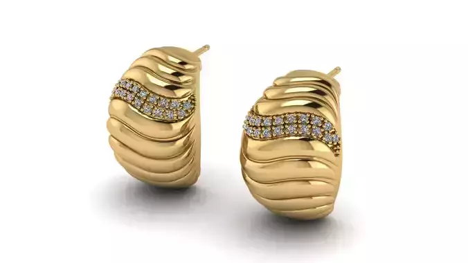 Ball Waves Earring with Diamonds