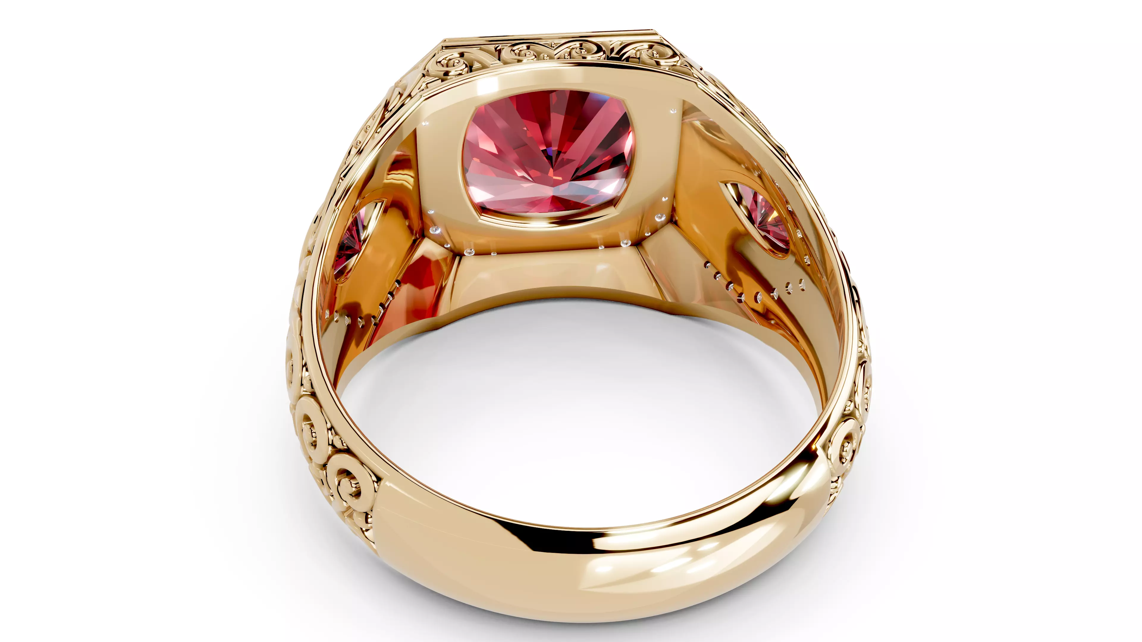 Turkish Men Trendy Ethnic Style Inlaid Red Ruby Domineering Ring 3D print model_16