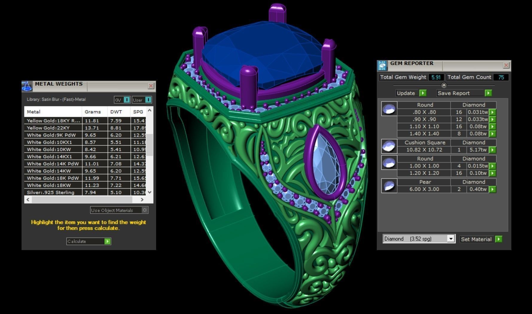 Turkish Men Trendy Ethnic Style Inlaid Red Ruby Domineering Ring 3D print model_2