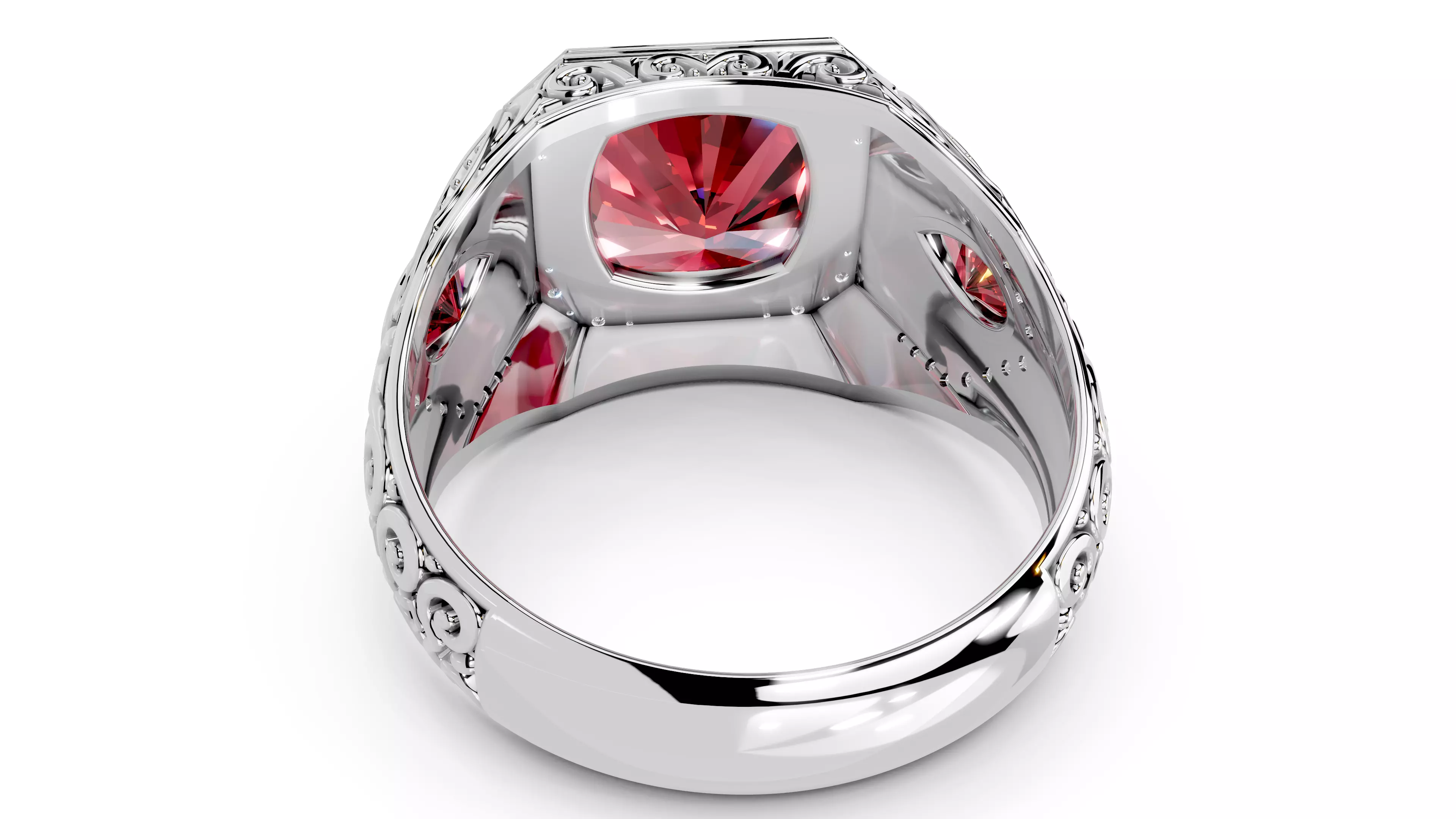 Turkish Men Trendy Ethnic Style Inlaid Red Ruby Domineering Ring 3D print model_17