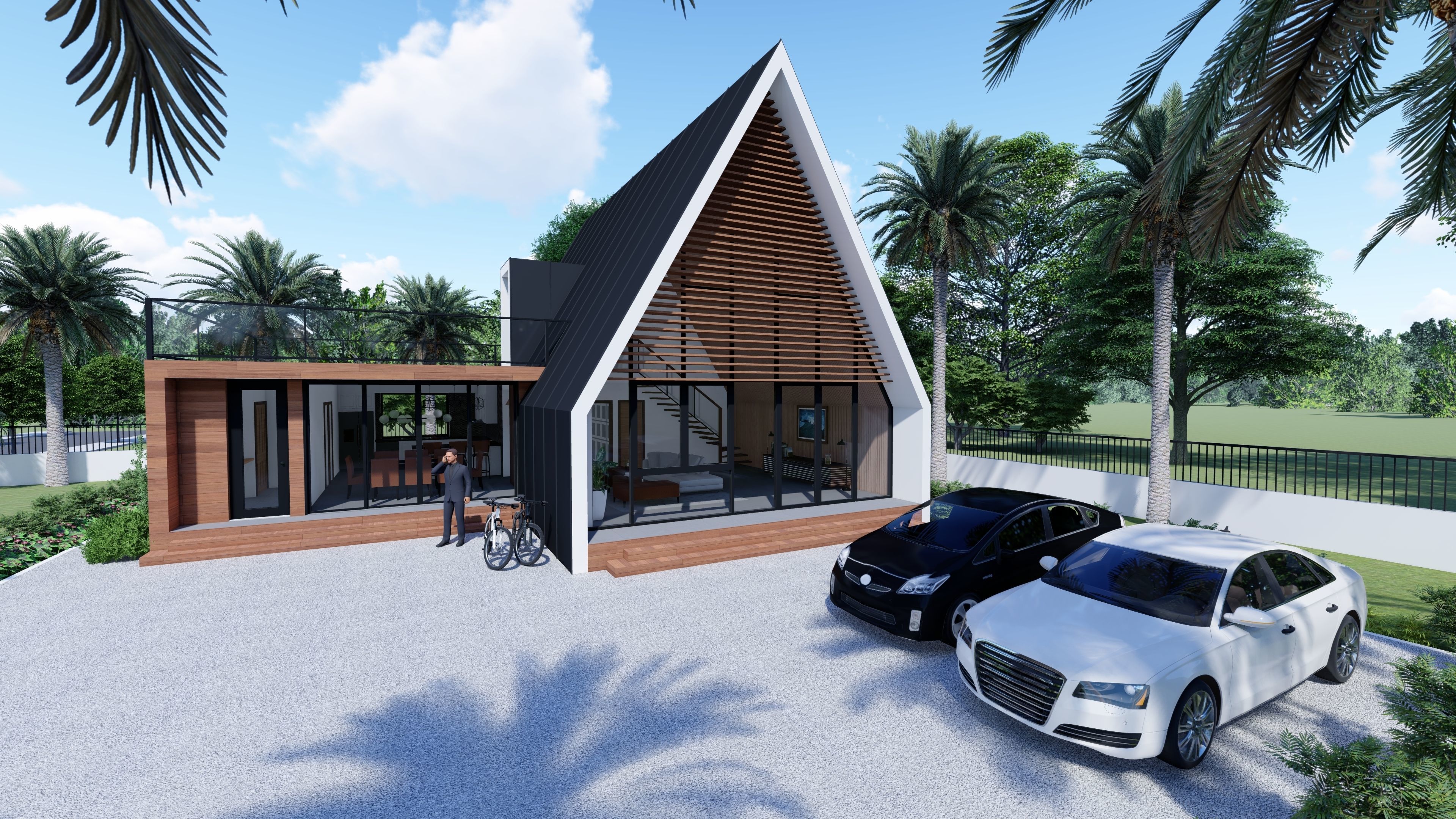 Rustic A-Frame Cabin House 3D model_8