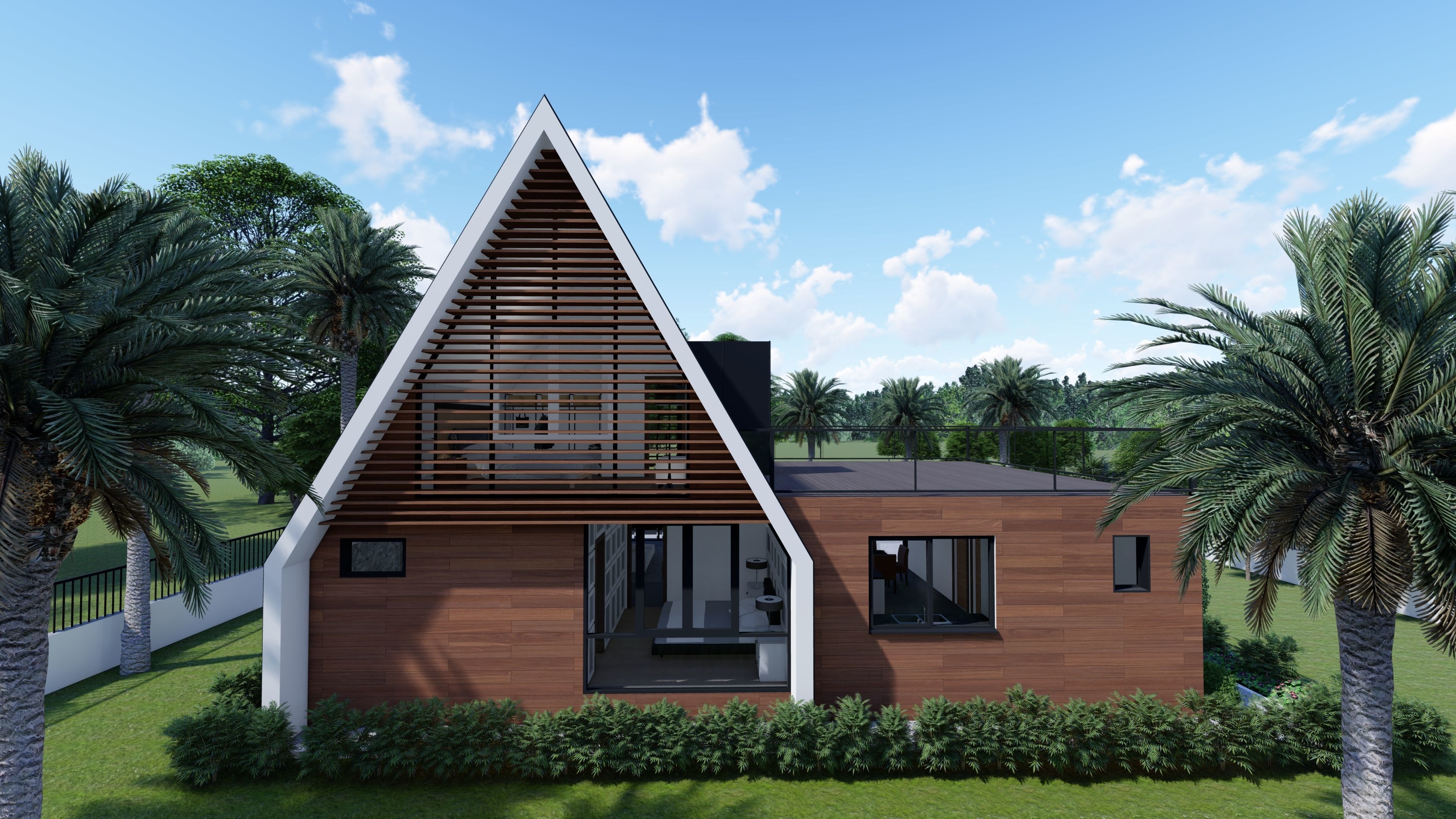 Rustic A-Frame Cabin House 3D model_4