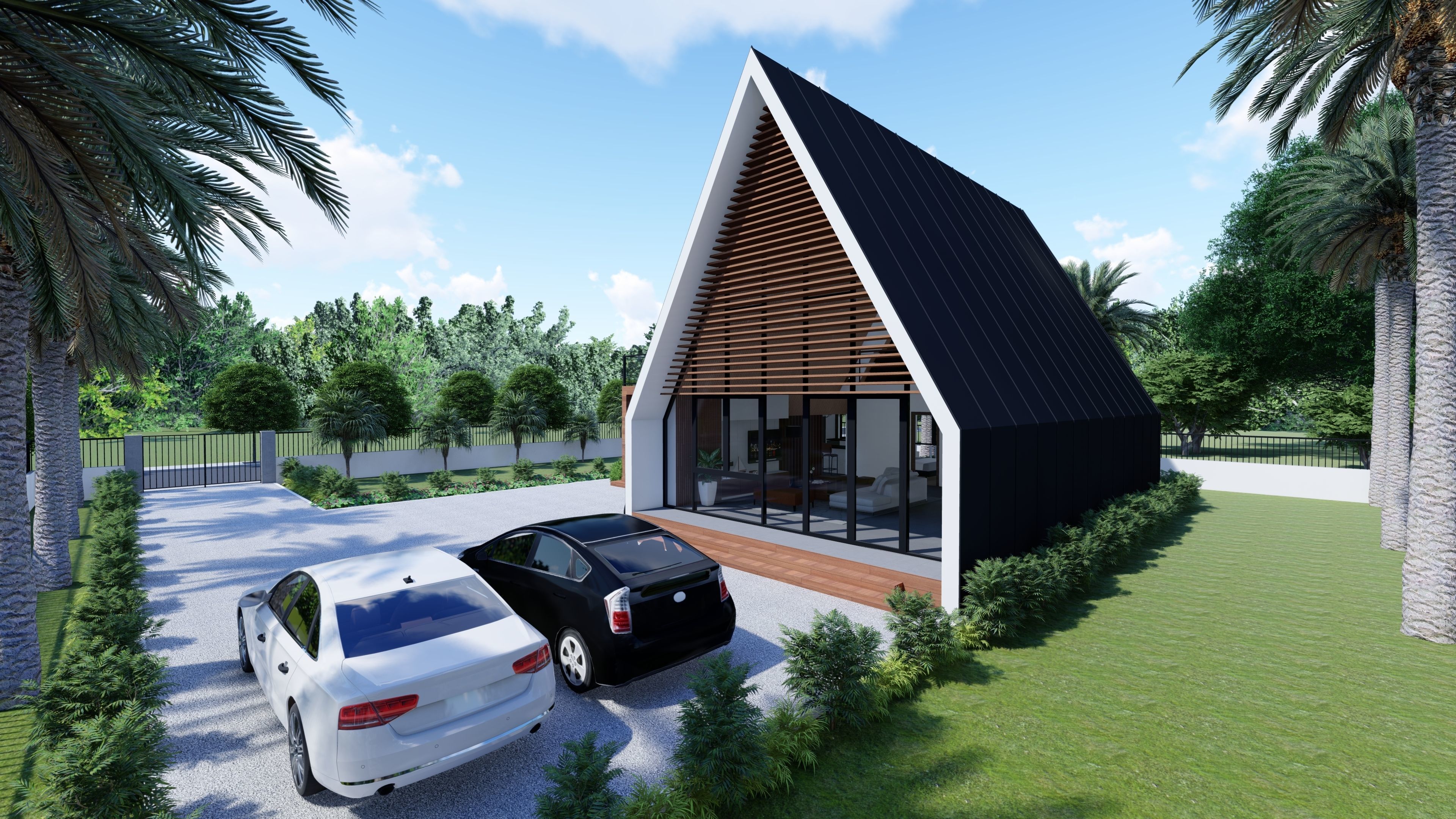 Rustic A-Frame Cabin House 3D model_9