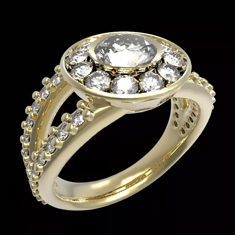 halo ring center gem 6 mm 3D print model