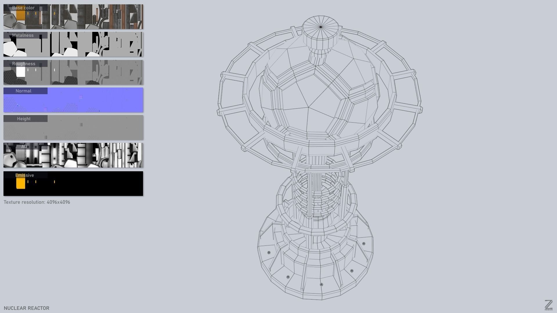 Nuclear reactor Low-poly 3D model_3