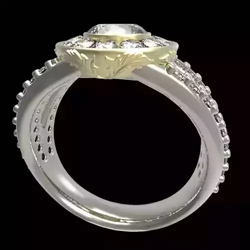 engraving halo ring  center gem 6 mm 