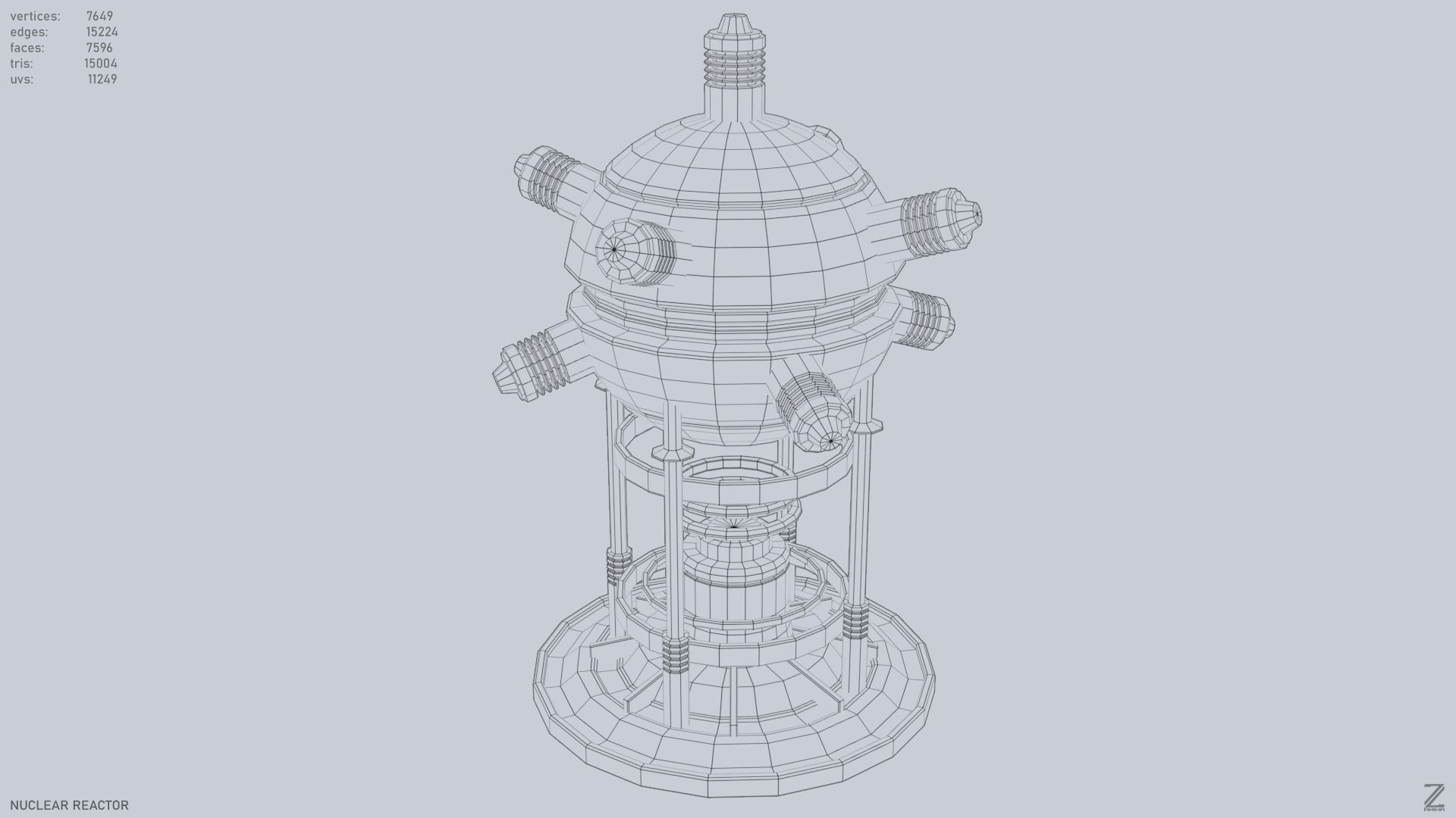 Nuclear reactor Low-poly 3D model_9