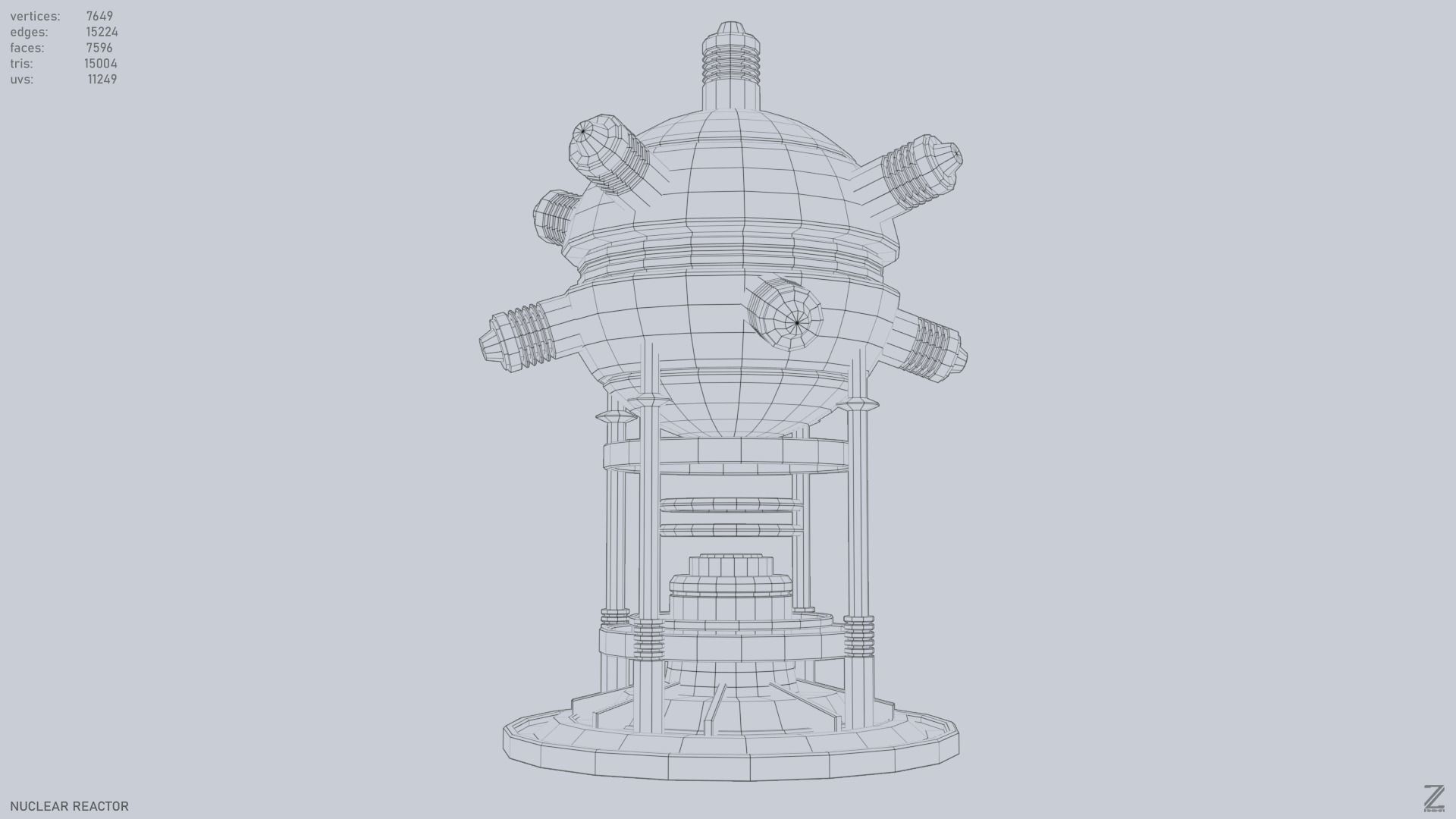 Nuclear reactor Low-poly 3D model_14