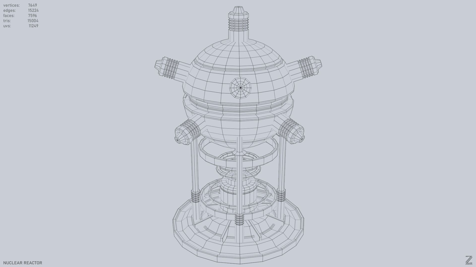 Nuclear reactor Low-poly 3D model_15