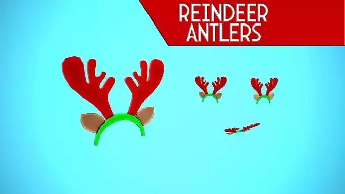 REINDEER ANTLERS CHRISTMAS CARTOON STYLIZED Low-poly 3D model