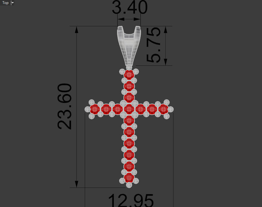Cross pendant with gems 3D print model_14