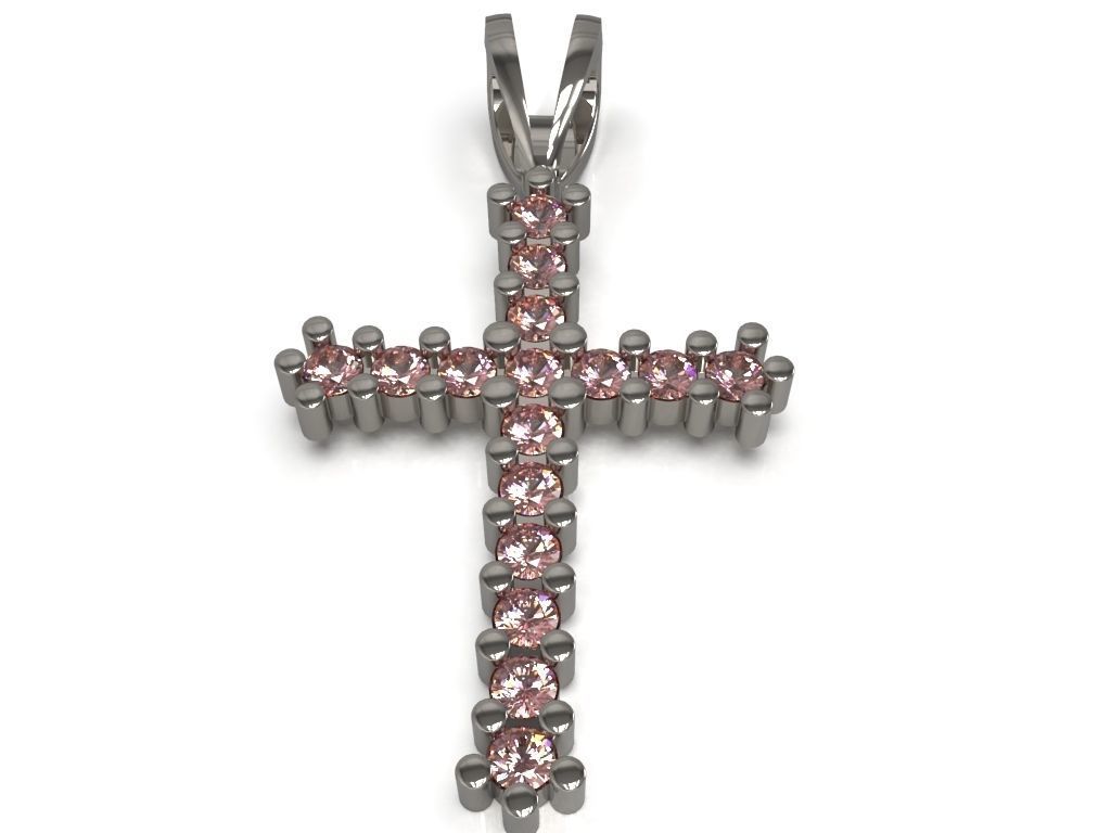 Cross pendant with gems 3D print model_10