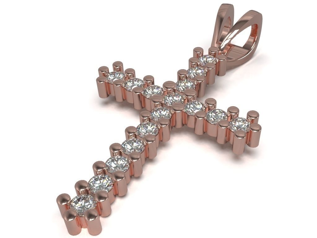 Cross pendant with gems 3D print model_5