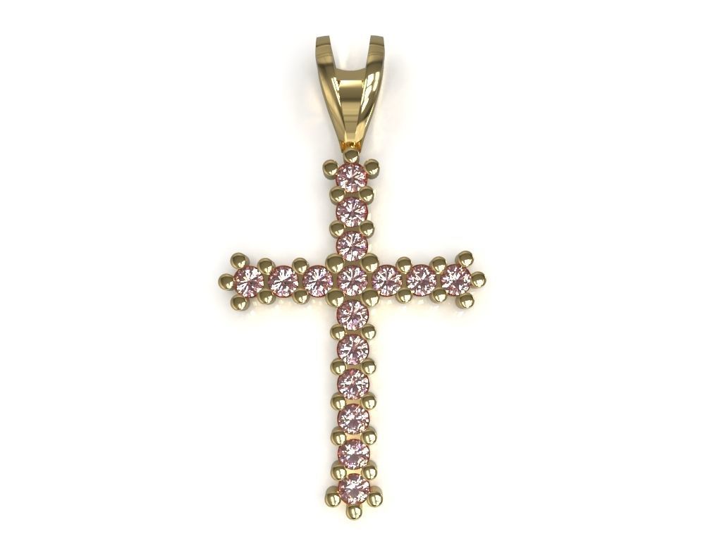 Cross pendant with gems 3D print model_7