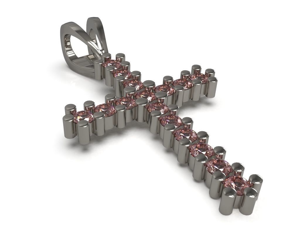 Cross pendant with gems 3D print model_9