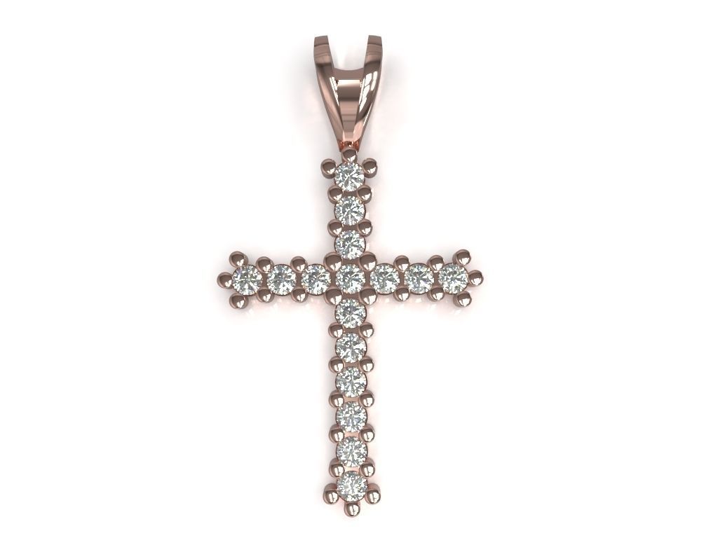 Cross pendant with gems 3D print model_6