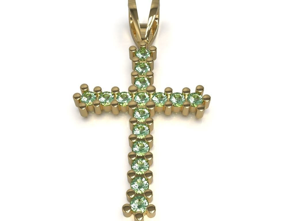 Cross pendant with gems 3D print model_12