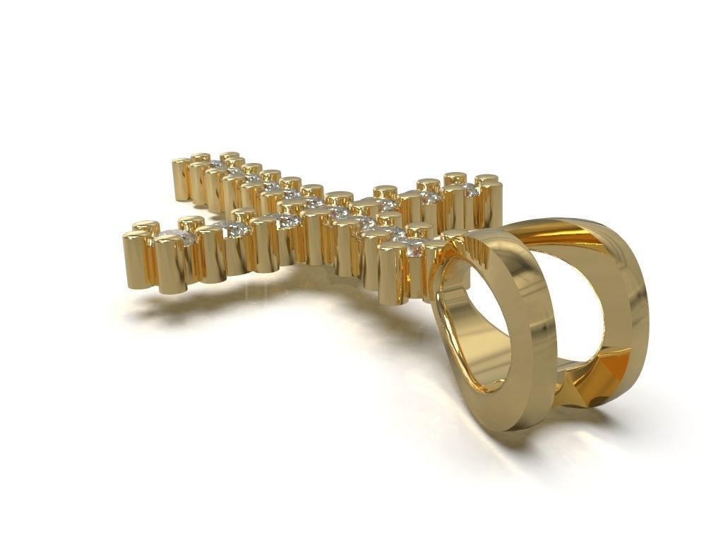 Cross pendant with gems 3D print model_3