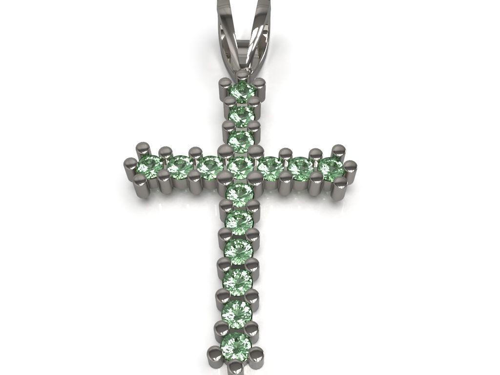 Cross pendant with gems 3D print model_11