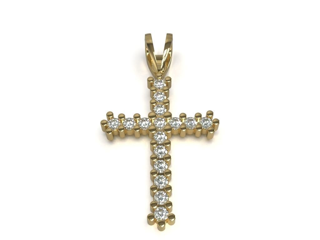 Cross pendant with gems 3D print model_1